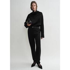 Toteme Low Waist Satin Trousers in Black 32 XS